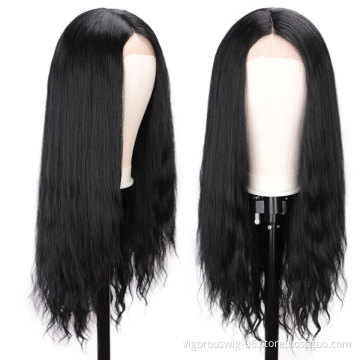 Vigorous Natural Black Lace Front Wigs Long Wavy Synthetic Lace Part Wig Heat Resistant Lace Front Wigs for Black Women